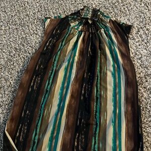 Striped Sleeveless Top in Brown and Teal